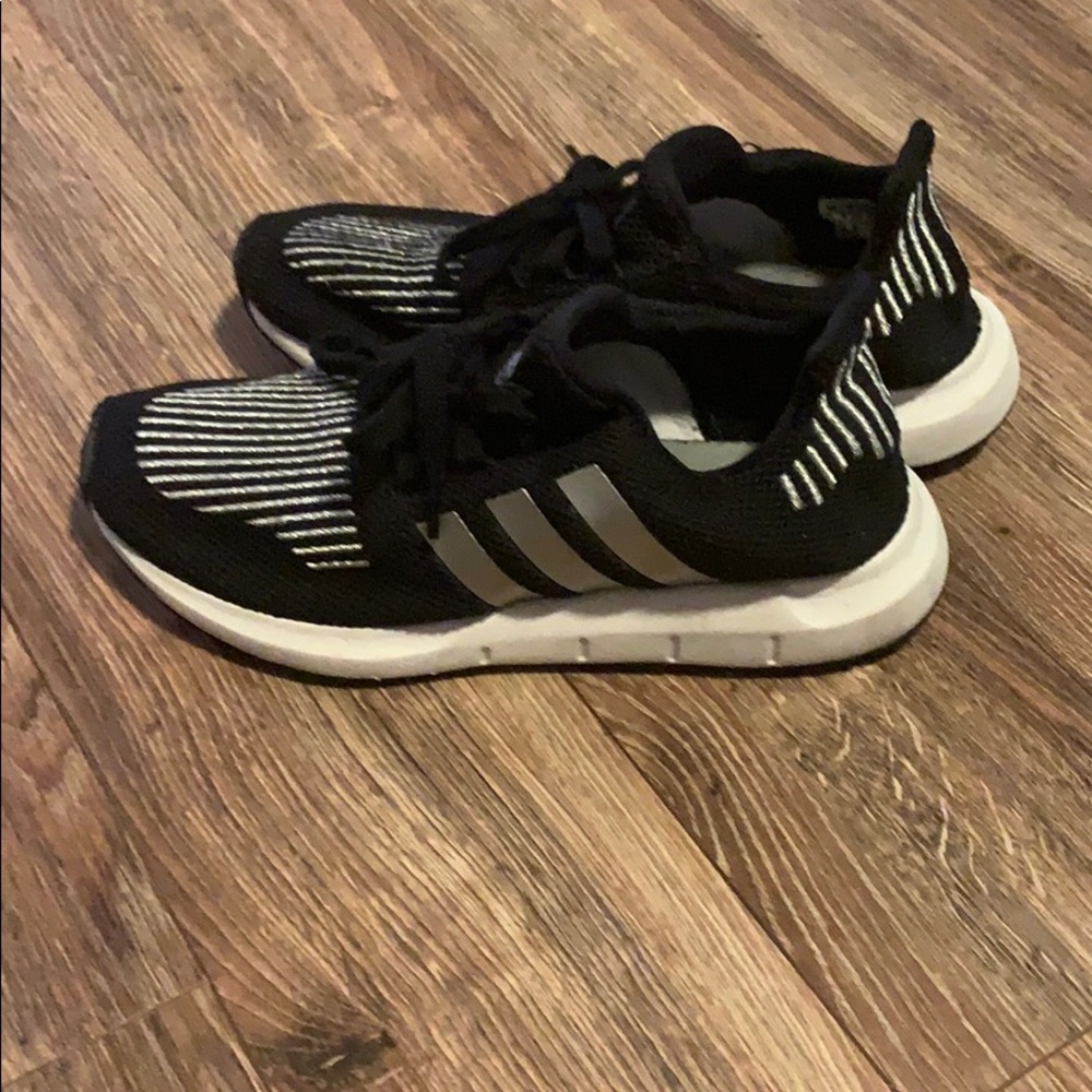 black and silver adidas sneakers